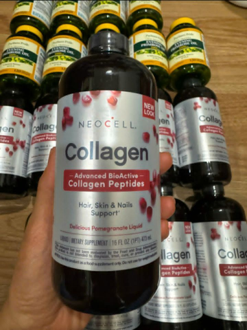  NeoCell Liquid Collagen Peptides dạng lỏng, hương lựu, dung tích 16 fl oz (473ml).