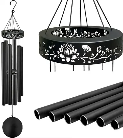 Com bo 2 chiếc - Chuông gió, dùng trang trí nhà ở, sân vườn, chất liệu hợp kim nhôm sơn tĩnh điện, model RX438-2, kt (37.5*10)cm, nsx Dongyang Yijia Handicrafts Co., Ltd., mới 100%