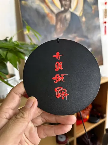 Miếng dán A Di Đà Phật - trang trí lá gió, sổ chép kinh - In Decan
