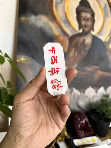 Miếng dán A Di Đà Phật - trang trí lá gió, sổ chép kinh - In Decan