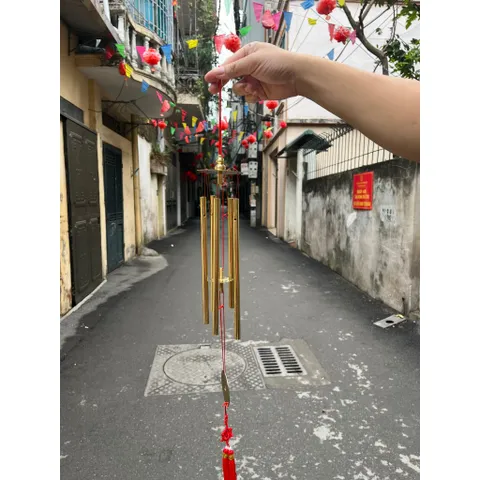 Chuông gió 6 thanh Trơn Dài 144cm, thanh chuông 54cm - Đồng nguyên chất Decor