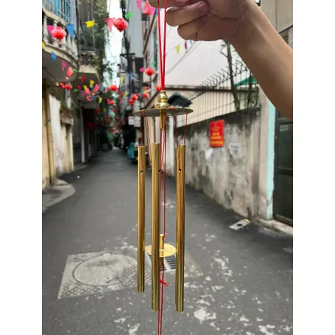 Chuông gió 6 thanh Trơn Dài 144cm, thanh chuông 54cm - Đồng nguyên chất Decor