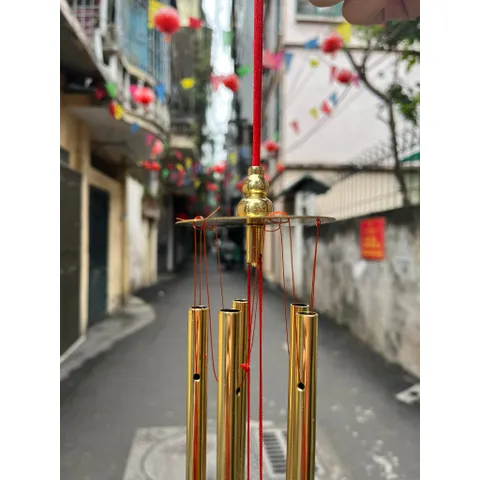 Chuông gió 6 thanh Trơn Dài 144cm, thanh chuông 54cm - Đồng nguyên chất Decor