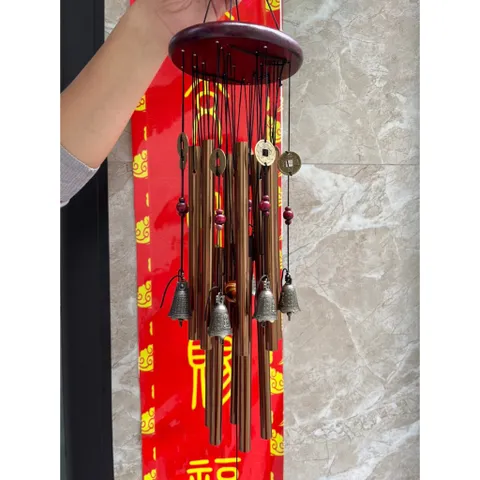 Chuông gió phong thuỷ 13 thanh may mắn , có đồng xu chiêu tài tiến bảo, xuất nhập bình an Decor Phòng Tra 791861