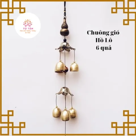 (Chọn mẫu) Chuông gió kim loại 6 quả chuông hoá giải năng lượng xấu - Hợp kim đồng 791863