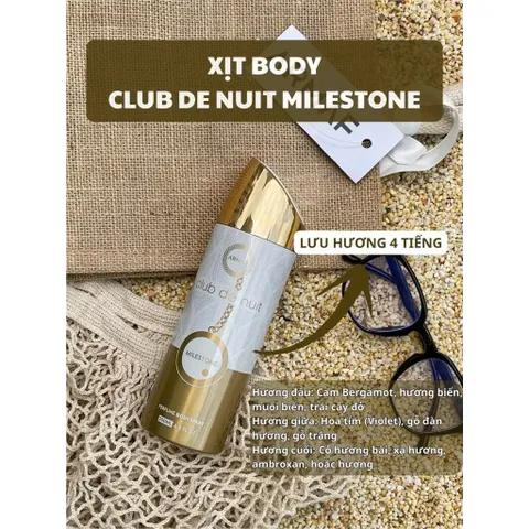 Chính hãng-Xịt Thơm Toàn Thân Armaf Club De Nuit Milestone Perfume Body Spray thơm sang Nam nữ đều dùng được 792748