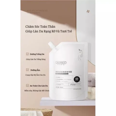 Mặt nạ ủ trắng da đất sét tắm trắng body Niacinamide giữ ẩm Hunmui 300ml 793236