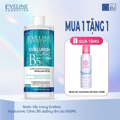 Nước Tẩy Trang Eveline Hyaluron Clinic B5 Cấp Ẩm 500ml