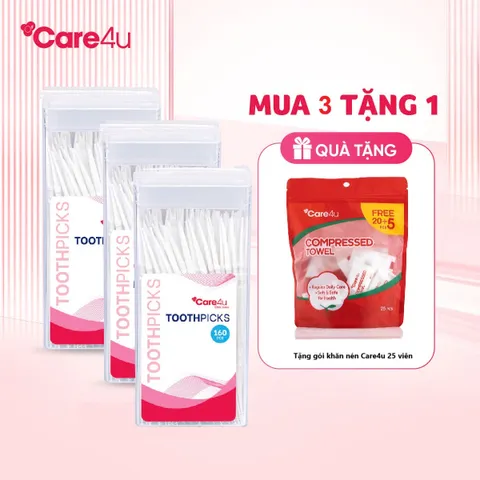 Tăm Nhựa Care4U Combo 160 Chiếc - Dụng Cụ Chăm Sóc Răng Miệng Hiệu Quả, Bảo Vệ Nướu - Giải Pháp Ngừa Vấn Đề Răng Miệng