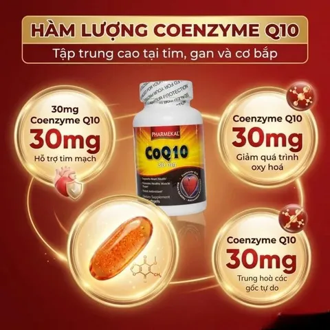 Viên uống hỗ trợ sức khỏe tim mạch, giảm cholesterol máu CoQ10 30mg Pharmekal (30 viên)