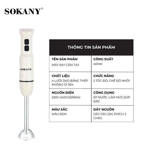 Máy Xay Cầm Tay 400W SOKANY – Sự Lựa Chọn Hoàn Hảo Cho Căn Bếp Của Bạn
