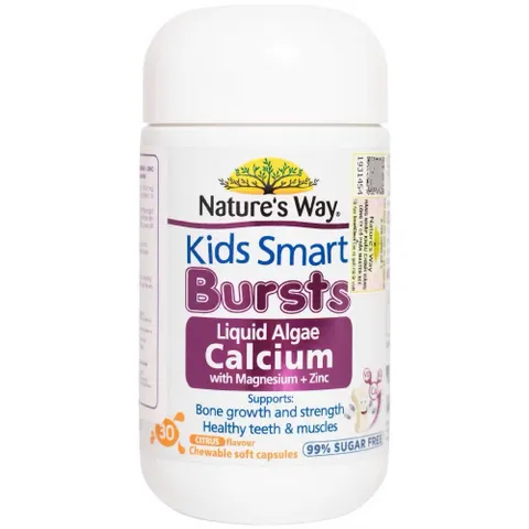 (Úc) Canxi Tảo Đỏ Nature's Way Kids Smart Burst Calcium Cho Bé Từ 6 Tháng Chính Hãng Hỗ Trợ Phát Triển Xương, Răng, Chiều Cao