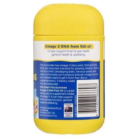 (Úc) Kẹo Dẻo Omega 3 Nature's Way Vita Gummies Cho Bé Từ 2 Tuổi Chính Hãng Hỗ Trợ Phát Triển Não Bộ, Thị Lực, Không Tanh