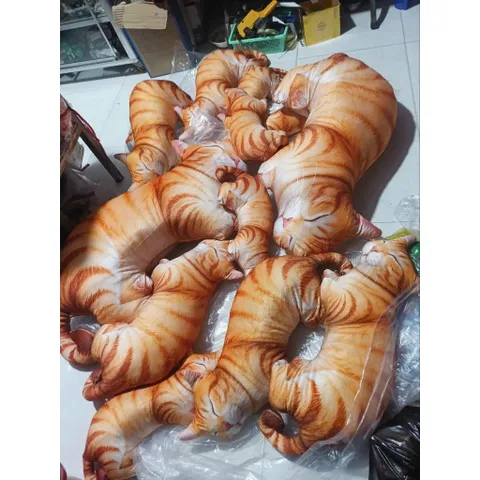 Gối ôm 3D hình mèo mướp màu cam (gối ôm thú bông) size 60cm