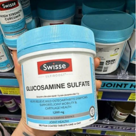 Viên uống nuôi dưỡng khớp Swisse Ultiboost Glucosamine Sulfate 1500 mg |180 viên| Tái tạo sụn khớp/Tăng dịch nhờn & Giảm đau nhức [S/P Chuẩn Úc]