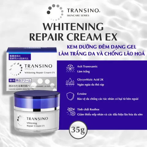 Kem Dưỡng Da Ban Đêm Transino EX Nhật Bản 35g Hỗ Trợ Ngăn Đốm Nâu, Tàn Nhang, Dưỡng Da Ẩm Mịn