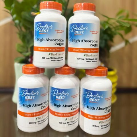 Viên uống Doctor's Best High Absorption CoQ10 |120 & 180 viên| Hỗ trợ chức năng tim mạch & Tăng cường năng lượng tế bào [S/P Chuẩn Mỹ]