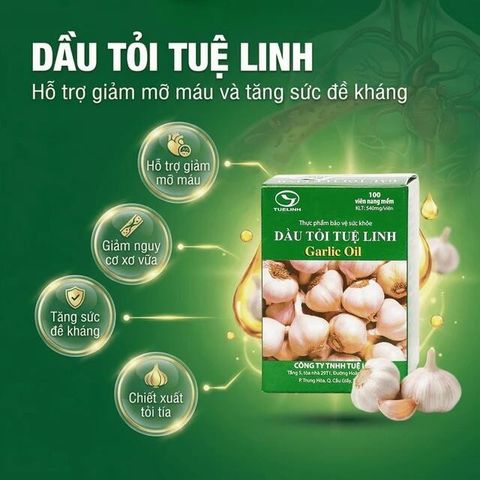 Viên hỗ trợ giúp giảm mỡ máu Dầu Tỏi Tuệ Linh (100 viên)