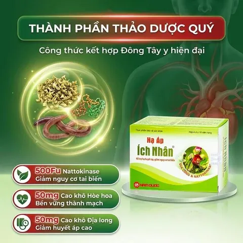 Viên hỗ trợ giảm huyết áp cao Hạ Áp Ích Nhân (4 vỉ x 10 viên)