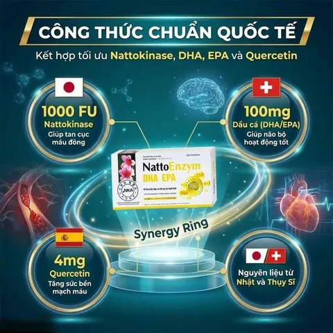 Viên uống NattoEnzym DHA EPA DHG Pharma hỗ trợ giảm nguy cơ đột quỵ do huyết khối (2 vỉ x 10 viên)