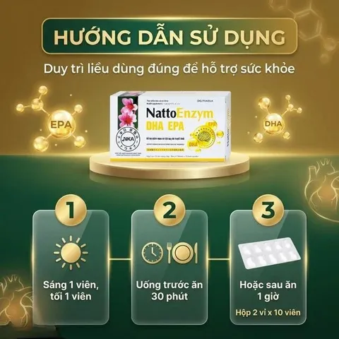 Viên uống NattoEnzym DHA EPA DHG Pharma hỗ trợ giảm nguy cơ đột quỵ do huyết khối (2 vỉ x 10 viên)