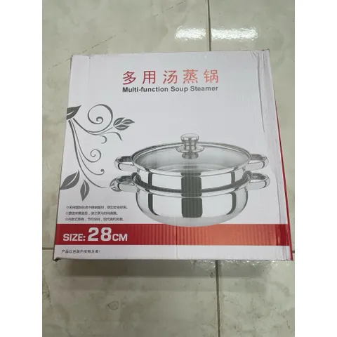 (Thanh lí xả kho) Nồi hấp inox 2 tầng 28cm nắp kính dùng  được mọi loại bếp đa năng , tiện lợi