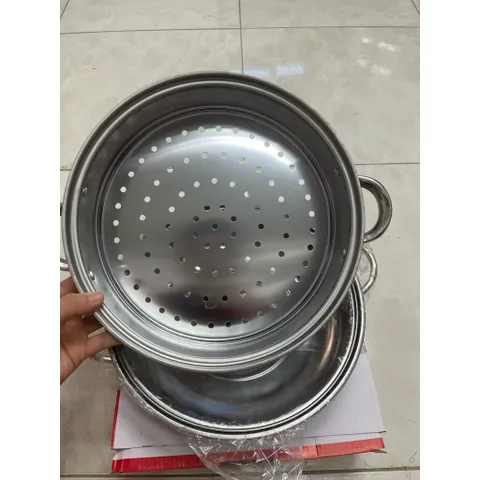 (Thanh lí xả kho) Nồi hấp inox 2 tầng 28cm nắp kính dùng  được mọi loại bếp đa năng , tiện lợi