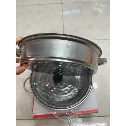 (Thanh lí xả kho) Nồi hấp inox 2 tầng 28cm nắp kính dùng  được mọi loại bếp đa năng , tiện lợi