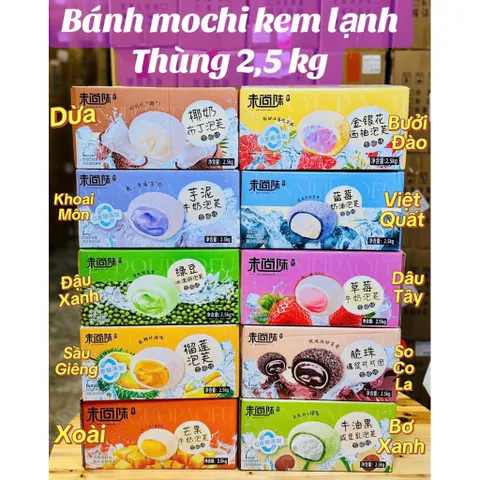 🍡 bánh mochi kem lạnh thùng 2.5kg – thơm ngon, mát lạnh, nhiều vị hấp dẫn