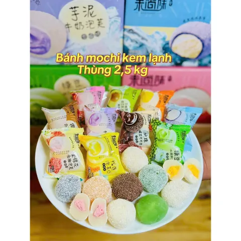 🍡 bánh mochi kem lạnh thùng 2.5kg – thơm ngon, mát lạnh, nhiều vị hấp dẫn