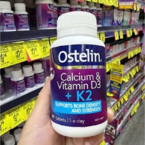 Viên uống Ostelin Calcium & Vitamin D3 +  K2 |60 viên| Kích thích tái tạo xương - Tăng mật độ xương & Giảm nguy cơ loãng xương [S/P Chuẩn Úc không tem]