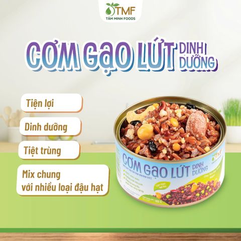 Combo 2 hộp cơm gạo lứt, 2 hộp cơm gạo tím, 1 hộp mít kho đậu ngự, 1 hộp củ sen kho nấm TMF