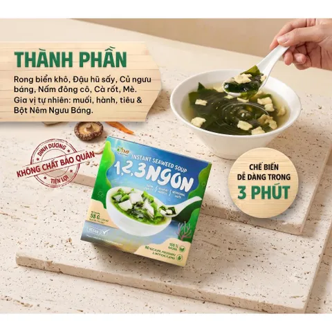 COMBO 3 HỘP CANH RONG BIỂN 123 NGON TÂM MINH FOODS 55G (10 GÓI x 5.5G)