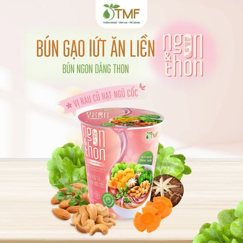 Combo mix 4 ly bún gạo lứt ăn liền NGON & THON - Vị rau củ hạt ngũ cốc & vị tảo xoắn chua cay TMF