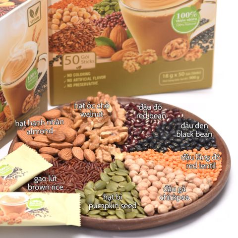 [Tặng ly sứ] Combo Hộp bột ngũ cốc nảy mầm 450g Tami 25 gói ít ngọt & Bột ngũ cốc Tamigreen 300gTÂM MINH FOODS