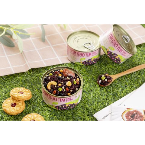 Combo 2 hộp cơm lứt, 2 hộp cơm tím, 1 hộp sườn chay sả ớt, 1 hộp mít kho đậu ngự Tâm Minh Foods