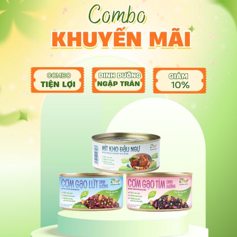 Combo 1 hộp cơm lứt, 1 hộp cơm tím, 1 hộp mít kho đậu ngự Tâm Minh Foods