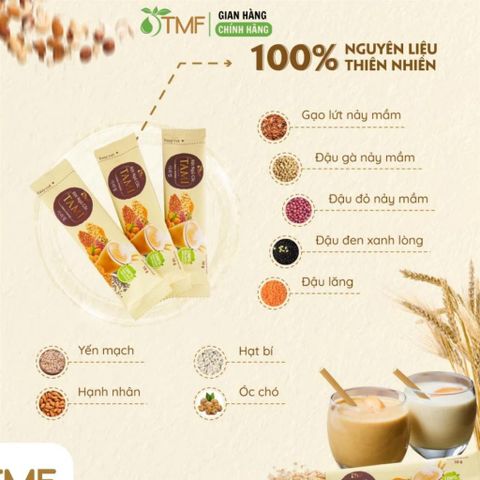 Combo hộp bột ngũ cốc nảy mầm 900g Tami 50 gói ít ngọt & Bột ngũ cốc Tamigreen 900g TÂM MINH FOODS