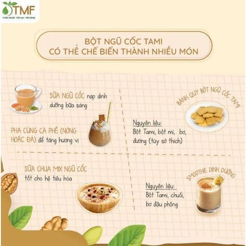 Combo 1 hộp Bột ngũ cốc nảy mầm 900g Tami 50 gói không đường và 1 hộp Bột ngũ cốc Tamigreen 900g TÂM MINH FOODS
