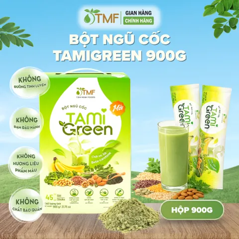 Bột ngũ cốc Tamigreen 900g 45 gói bổ sung thêm chất xơ, hỗ trợ hệ tiêu hóa khỏe mạnh Tâm Minh Foods