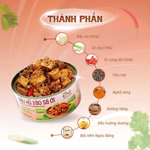 Đậu hũ xào sả ớt thơm cay đậm vị, dai ngon khó cưỡng hộp 100gram Tâm Minh Foods