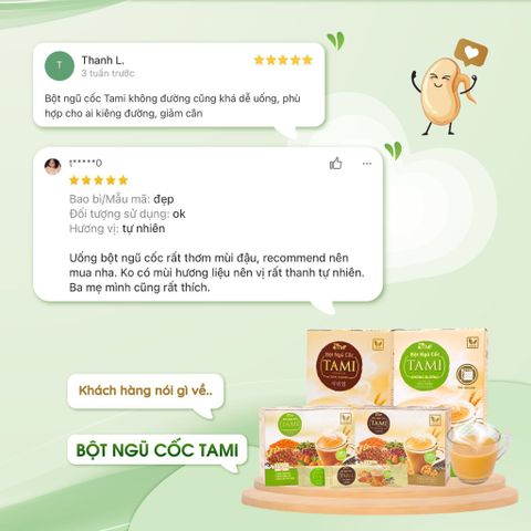 Bột ngũ cốc nảy mầm Tami 25 gói ít ngọt dinh dưỡng giảm cân TÂM MINH FOODS 793845