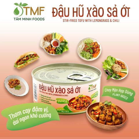 Đậu hũ xào sả ớt thơm cay đậm vị, dai ngon khó cưỡng hộp 100gram Tâm Minh Foods