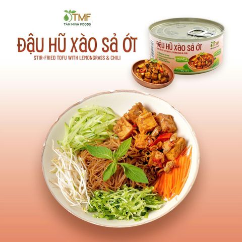 Đậu hũ xào sả ớt thơm cay đậm vị, dai ngon khó cưỡng hộp 100gram Tâm Minh Foods