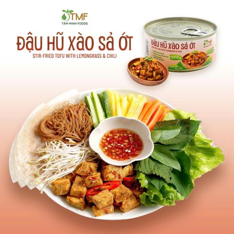 Đậu hũ xào sả ớt thơm cay đậm vị, dai ngon khó cưỡng hộp 100gram Tâm Minh Foods