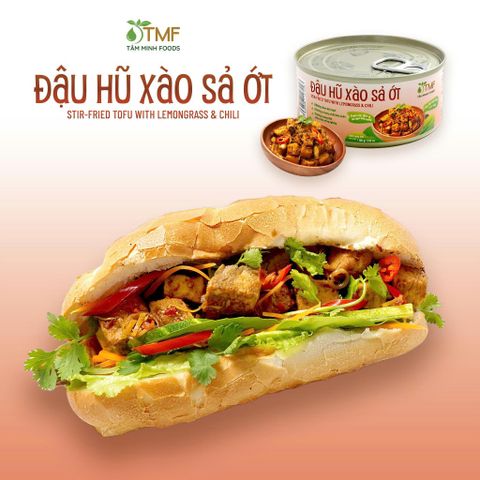 Đậu hũ xào sả ớt thơm cay đậm vị, dai ngon khó cưỡng hộp 100gram Tâm Minh Foods