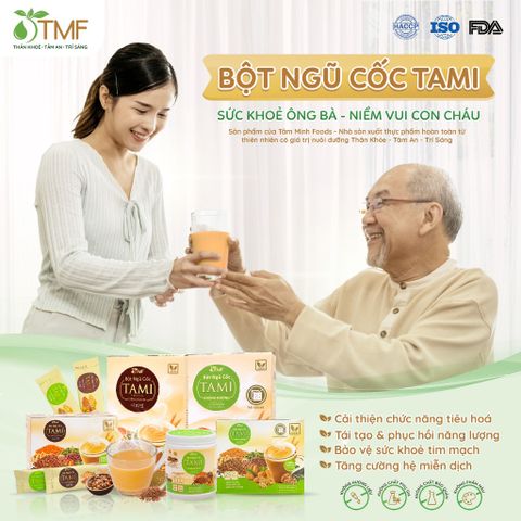 Bột ngũ cốc nảy mầm Tami không đường 25 gói TÂM MINH FOODS giảm cân dinh dưỡng tiện lợi healthy 793848