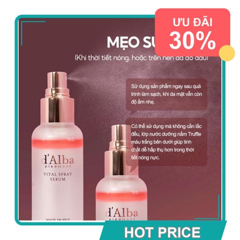 (Đẳng Cấp) Xịt Khoáng Dưỡng Sáng Da d'Alba White Truffle Vital Spray Serum 100ml (Hồng) Serum Cấp Ẩm, Giảm Lão Hóa Cho Làn Da Tươi Sáng Mẫu Mới