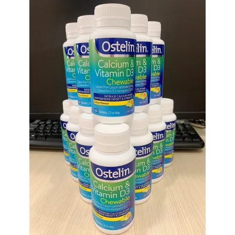 Viên nhai bổ sung Canxi vị cam chanh 60 viên [ÚC] Ostelin Calcium & Vitamin D3 Chewable