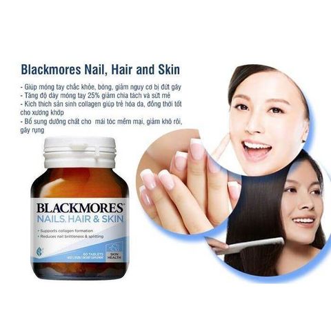 Hỗ trợ đẹp da, móng, tóc - BM Nails, Hair & Skin 60 viên, giúp móng chắc khỏe, tóc giảm gãy rụng